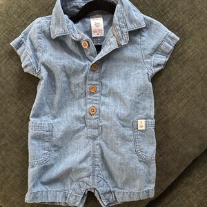Carter's Light Blue Button-Up Romper